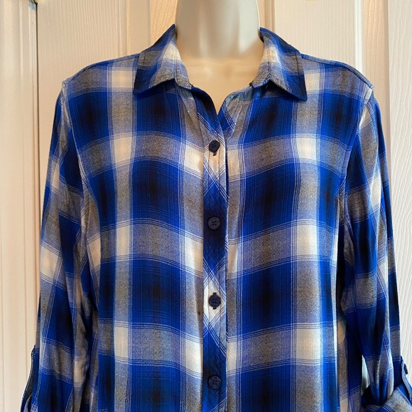 BUY 2 ITEMS & GET 1 FREE: Nygard 3/4 Sleeve Plaid Button Down Sz L - Picture 3 of 8